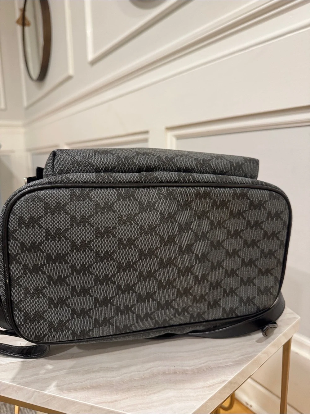 Michael Kors Bag Jet Set MK Logo Black Gray Backpack - Picture 8 of 17